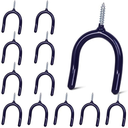 12 Pack Garage Storage System Steel U Hooks with Anti (Blue / 12 Pack)