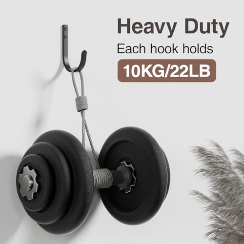 10 Pack 22LB Wall Hooks for Hanging Towel (Black / 10 Pack)
