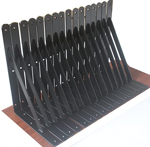 24 Pack L10 x H 8" Black Heavy Duty Shelf Brackets with Screws Metal Shelf Brackets Shelf Support Angle Brackets for Shelves L Brackets Heavy Duty Floating Shelf (24 Pack-Black / 10''x8'')