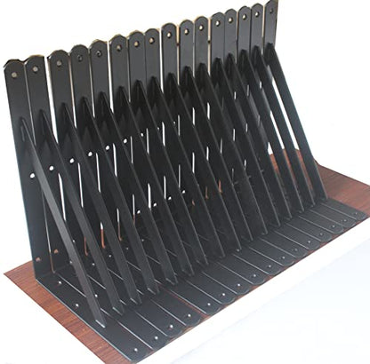 24 Pack L11 x H 8" Black Heavy Duty Shelf Brackets with Screws Metal Shelf Brackets Shelf Support Angle Brackets for Shelves L Brackets Heavy Duty Floating Shelf (24 Pack-Black / 11''x8'')