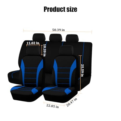 Polyester Full Car Seat Cover Set with Sponge Padding (Blue/Black)