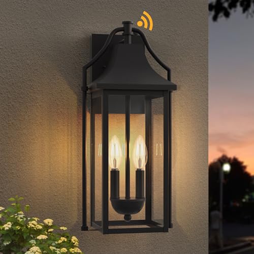 18IN Dusk to Dawn Outdoor Wall Sconce (Black(with Black Base) / 18inch 2-e12 Base)