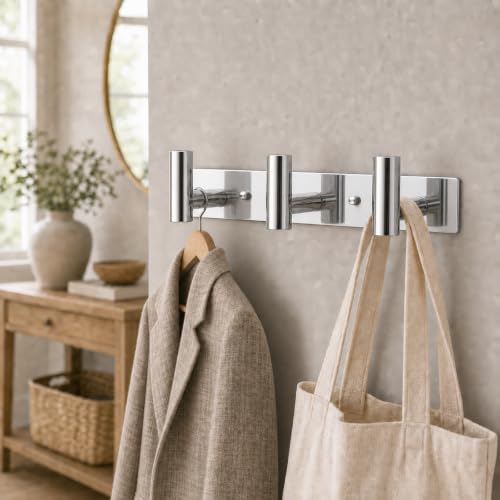 Wall Mounted Coat Rack ("T" Shape 3 Hooks - 1 Pack / Glossy)