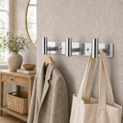 Wall Mounted Coat Rack ("T" Shape 3 Hooks - 1 Pack / Glossy)