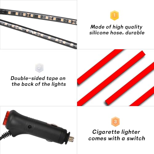Car LED Strip Light (24 LED,Cigarette Lighter / red)