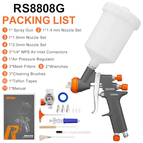 HVLP Air Spray Paint Gun Kit 1.4 (Premium Nozzles Set)
