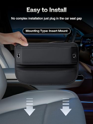 Premium Leather Car Seat Gap Filler Organizer (01 Black, 1 Pack)
