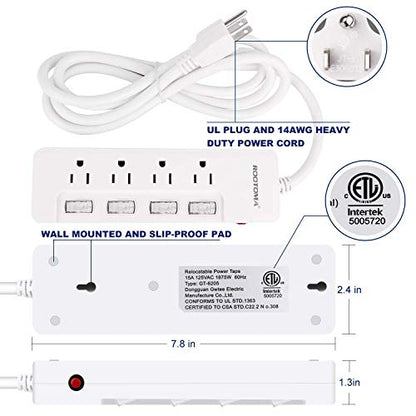 Appliance Extension Cord with Individual Switches on Off (6 FT - 4 AC - White)