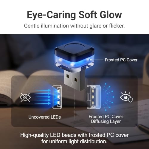 4 PCS Car Interior USB LED Lights