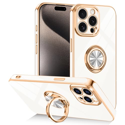 Designed for iPhone 15 Pro Case with Ring Stand Slim White (White / 6.1'' iPhone 15 Pro)