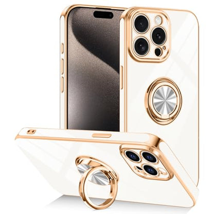Designed for iPhone 15 Pro Case with Ring Stand Slim White (White / 6.1'' iPhone 15 Pro)