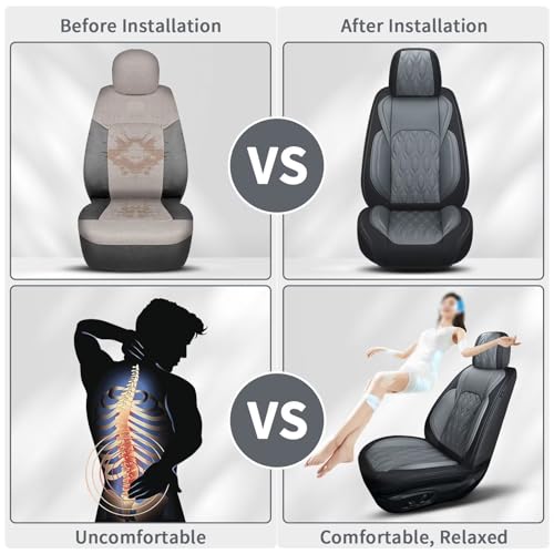 Front Waterproof Leather Seat Covers for Subaru Forester 2007 (067-Black & Grey / 63.Forester-2 Front Seat Covers Only)
