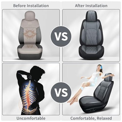 Front Waterproof Leather Seat Covers for Subaru Forester 2007 (067-Black & Grey / 63.Forester-2 Front Seat Covers Only)