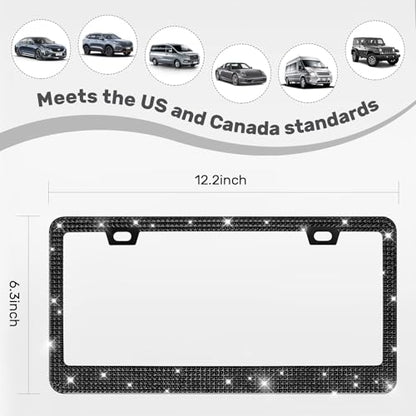 2 Pack License Plate Frames for Women (Black (2PCS))