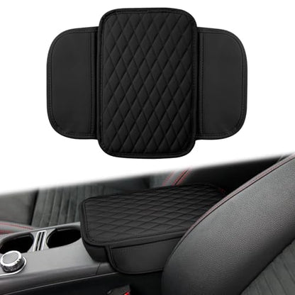 Car Center Console Cover with 2 Organizer Pockets Storage Bags (Black)