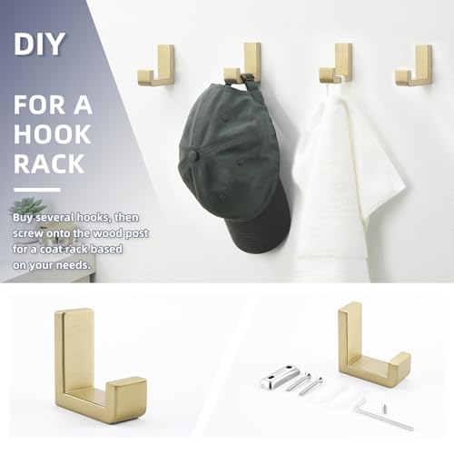 Towel Hooks for Bathrooms (Brushed Gold)