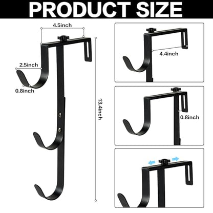 2Pcs Black Pool Pole Hangers Adjustable Pool Fence Hooks for Pool Equipment (2Pcs)