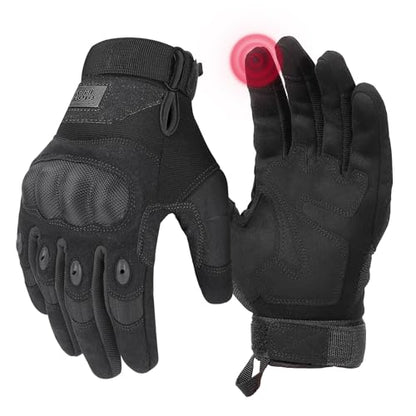 Tactical Gloves for Men (Black, Microfiber Protection / Large)