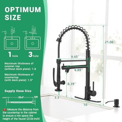 Commercial Pull Down Kitchen Sink Faucet with Sprayer Matte Black (Black)