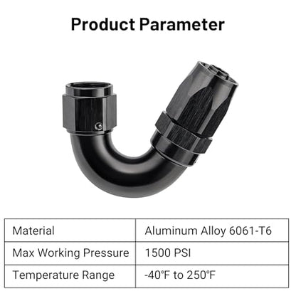 8AN 150 Degree One Piece Full Flow Hose End Fitting Swivel for CPE Braided Hose (8AN / 150 Degree)