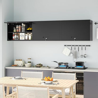 Metal Wall Cabinet with Locking Door and Shelf (21.65"H / Black)