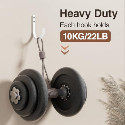 22LB Wall Hooks for Hanging Towel (White / 20 Pack)