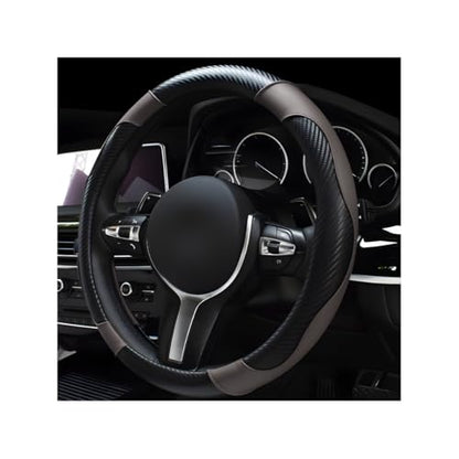 Car Steering Wheel Cover (Gray, With Lining)