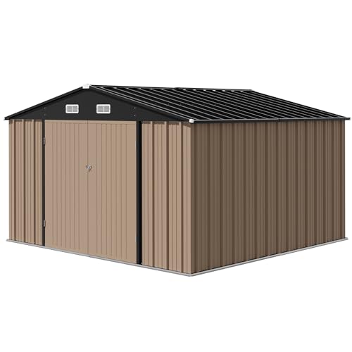 10x10 FT Outdoor Storage Shed (Brown / 10x10 FT)