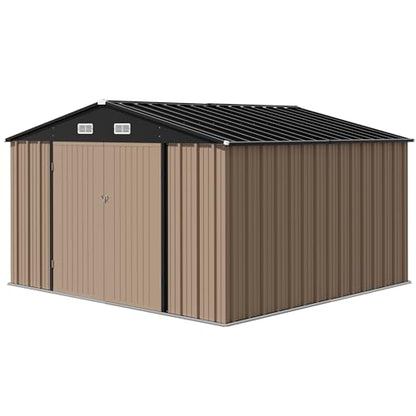 10x10 FT Outdoor Storage Shed (Brown / 10x10 FT)