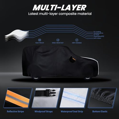 Multi Layer Car Cover Custom Fit for Jeep wrangler 4 Dr (Custom fit Jeep wrangle 4dr / SUV car cover)