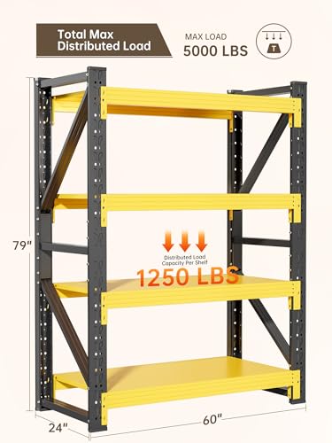 4 Tier Storage Shelves (Black&yellow / 60"W*24"D*79"H)