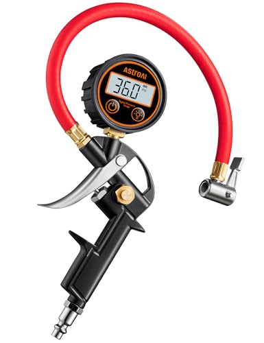 T1 Digital Tire Pressure Gauge with Inflator (Digital 3-250 psi / Red)