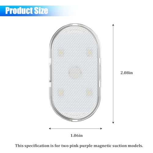 2PCS Car LED Lights Interior Wireless (Pink-Purple / Magnetic)
