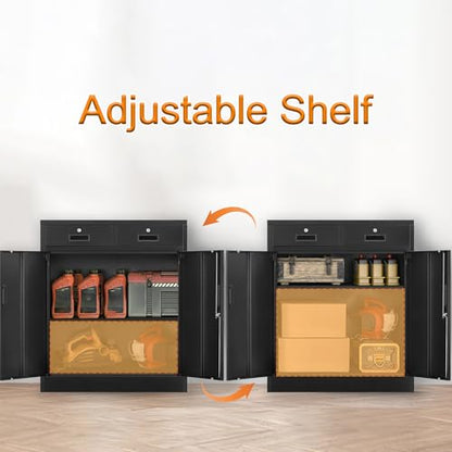 Metal Storage Cabinet (Black / 36" H x 32" W x 16" D)