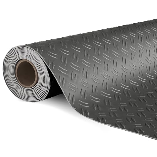 7.5 x 20 FT Garage Floor Mat (7.5'x20' / Black(Dual Diamond))