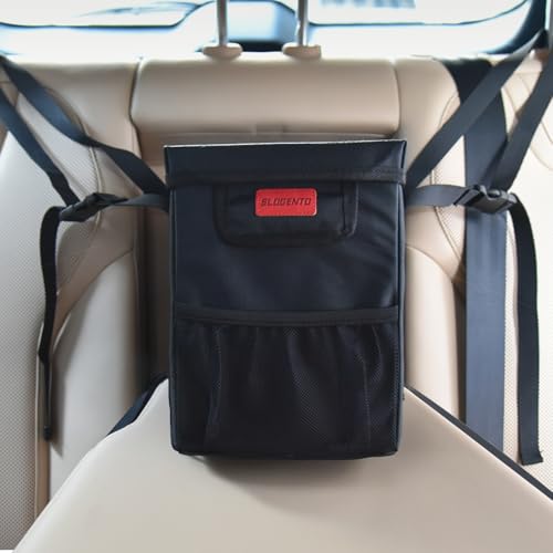 Leakproof Car Trash Can with Lid Hanging Soft Silicone Garbage Bin (Vehicle Trash Can)