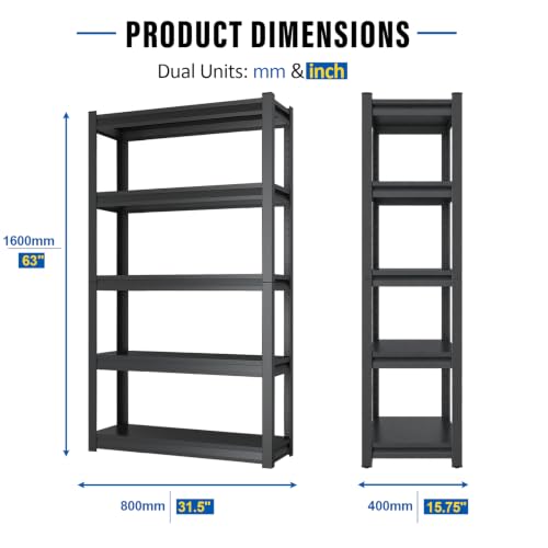 63''H Garage Shelving Heavy Duty (31.5'' W x 15.75'' D x 63'' H)