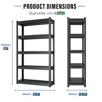 63''H Garage Shelving Heavy Duty (31.5'' W x 15.75'' D x 63'' H)