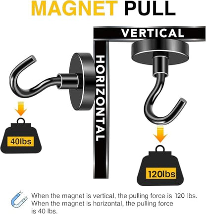 Magnetic Hooks 12pcs 120lbs Cruise Essentials 2026 Magnet Hook (Silver / 1.26in)