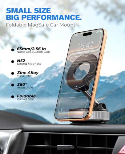 Magnetic Car Phone Holder for MagSafe (Silver)