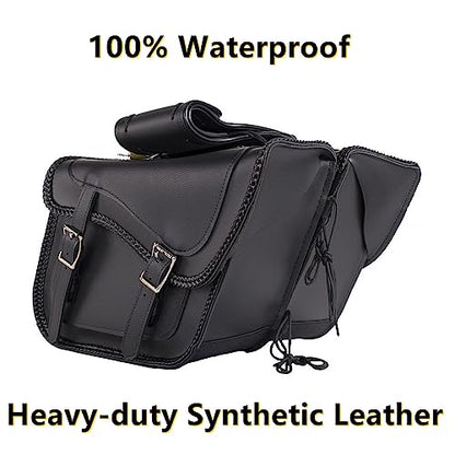 Motorcycle Saddle Bags Leather Motorcycle Luggage Bag with Gun Holsters For Softails Sportsters and Choppers Tool Bags (Style2 - PVC / 14" x 8" x 11")