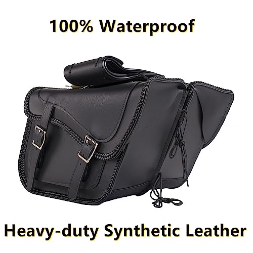Motorcycle Saddle Bags Leather Motorcycle Luggage Bag with Gun Holsters For Softails Sportsters and Choppers Tool Bags (Style2 - PVC / 14" x 8" x 11")