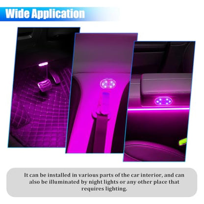 2PCS Car LED Lights Interior Wireless (Pink-Purple / Sticky)