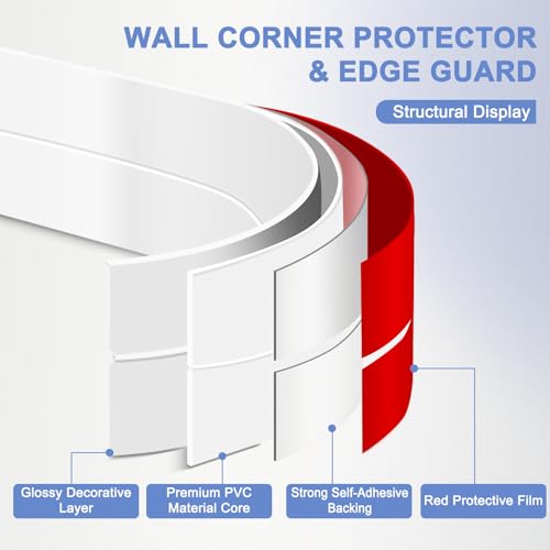 Wall Corner Protector Moulding Trim Peel and Stick (White / 1.6 In x 40 Ft)