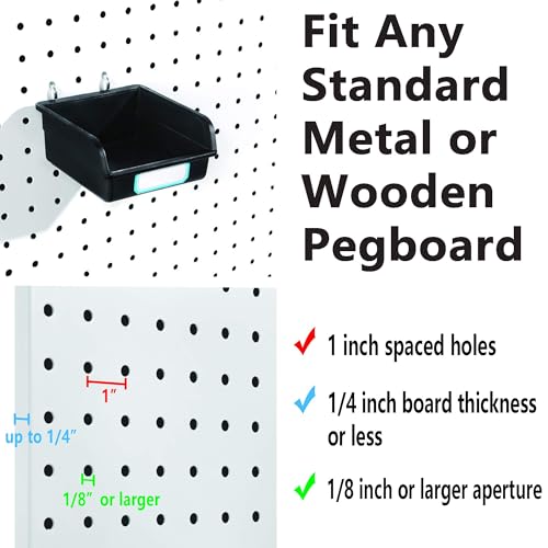 Pegboard Bins with Hooks and Labels (10B)