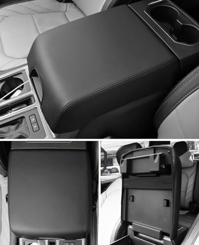 Center Console Cover for Ford F150 Accessories 2015 (black stitches / 2015-2020)