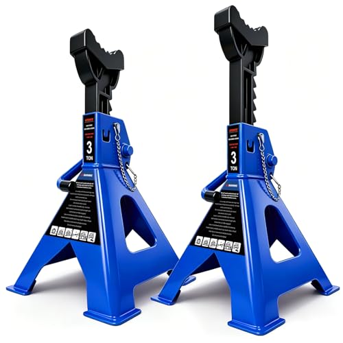 3 Ton Jack Stands Heavy Duty 6 (3 Ton Double Pin Locking with Rubber Pads / Blue)