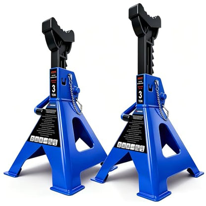 3 Ton Jack Stands Heavy Duty 6 (3 Ton Double Pin Locking with Rubber Pads / Blue)