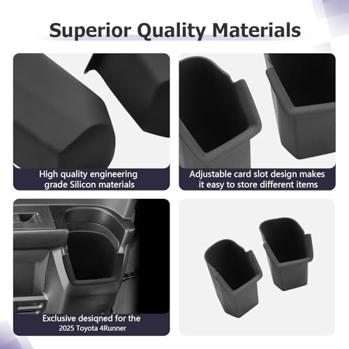 2025 4Runner Center Console Cup Holder Compatible with 2025 Toyota 4Runner Interior Accessories Rear Seat Door Side Silicone Cup Holder Insert 4Runner 2025 Accessories
