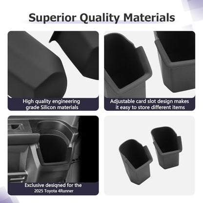 2025 4Runner Center Console Cup Holder Compatible with 2025 Toyota 4Runner Interior Accessories Rear Seat Door Side Silicone Cup Holder Insert 4Runner 2025 Accessories